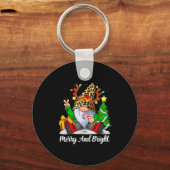 Merry And Bright Christmas Gnome Family Pajamas Ma Schlüsselanhänger (Vorderseite)