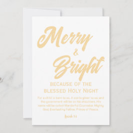 Merry and Bright Christmas Gold Beige Script Feiertagskarte