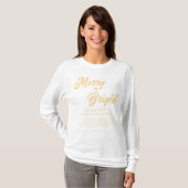 Merry and Bright Christmas Gold Beige Script T-Shirt (Vorne ganz)