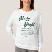 Merry and Bright Christmas Green Script T-Shirt (Vorderseite)