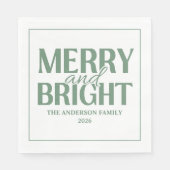 Merry And Bright Christmas Holiday Green Serviette (Vorderseite)