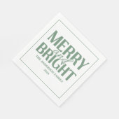 Merry And Bright Christmas Holiday Green Serviette (Ecke)