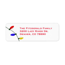 Merry and Bright Christmas Lights Address Labels