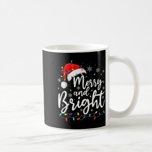 Merry And Bright Christmas Lights Santa Men Women  Kaffeetasse (Rechts)