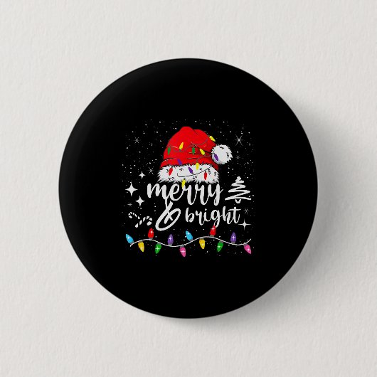Merry And Bright Christmas Lights Xmas For Men Wom Button (Vorderseite)