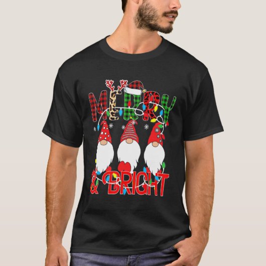 Merry and Bright Christmas Lights Xmas Holiday Gno T-Shirt (Vorderseite)
