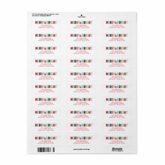 Merry and Bright Christmas Return Address Label (Vorne)