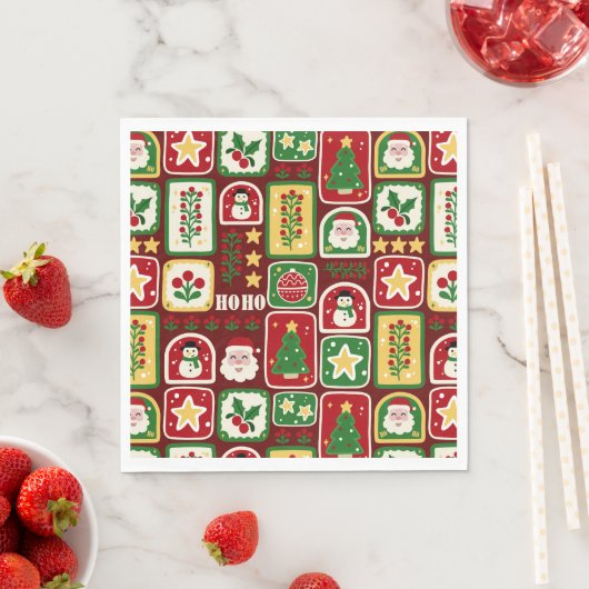 Merry and Bright Christmas Serviette (Beispiel)