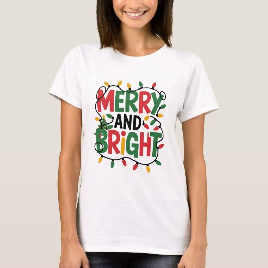 Merry and Bright Christmas T-Shirt, Holid Festival T-Shirt (Vorderseite)