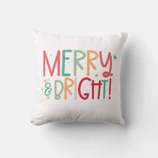 Merry and Bright Christmas Throw Pillow Kissen