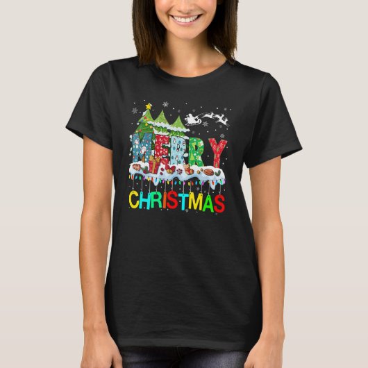 Merry and Bright Christmas Tree Christmas Lights M T-Shirt (Vorderseite)