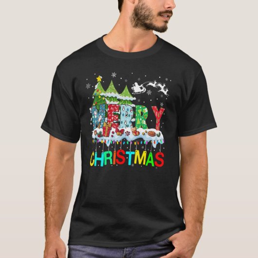 Merry and Bright Christmas Tree Christmas Lights M T-Shirt (Vorderseite)