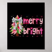 Merry And Bright Christmas Tree Nk Coquette Bow Wo Poster (Vorne)