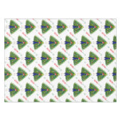 Merry and Bright Christmas Tree Peacock Pattern Tischdecke (Vorderseite (Horizontal))