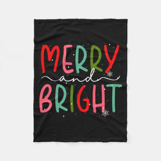 Merry And Bright Christmas Women Girls Kids Toddle Fleecedecke (Vorderseite)