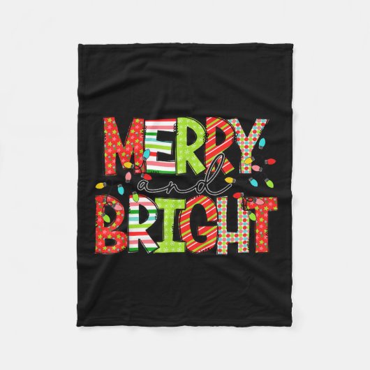 Merry And Bright Christmas Women Girls Kids Toddle Fleecedecke (Vorderseite)