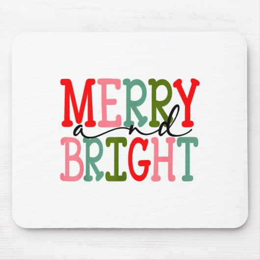 Merry And Bright Christmas Women Girls Kids Toddle Mousepad (Vorne)