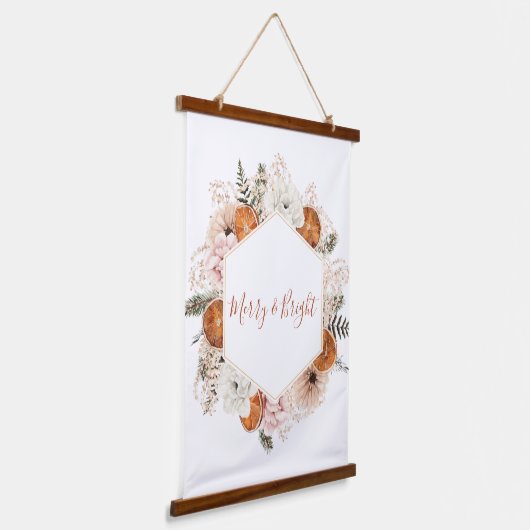 Merry and Bright Citrus Holiday Wall Wandteppich Mit Holzrahmen (Gewinkelt)