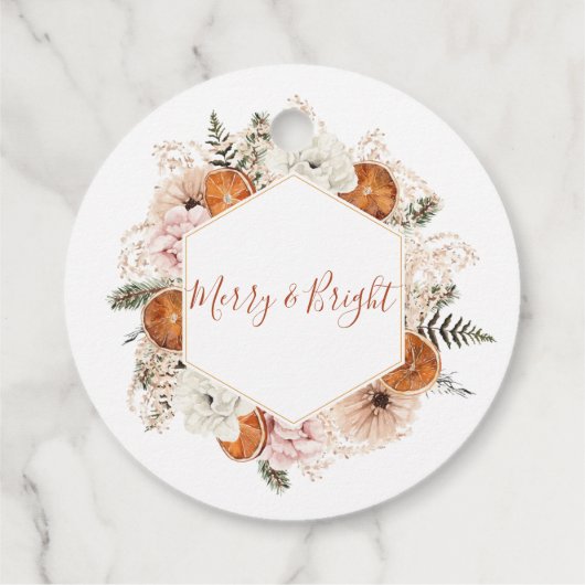 Merry and Bright Citrus Pine Holiday Geschenkanhänger (Rückseite)