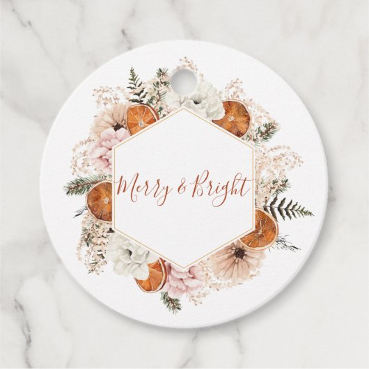 Merry and Bright Citrus Pine Holiday Geschenkanhänger (Vorderseite)