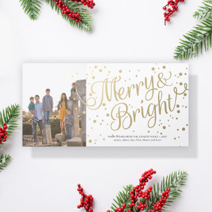 Merry and Bright Confetti Foto Card Light Feiertagskarte