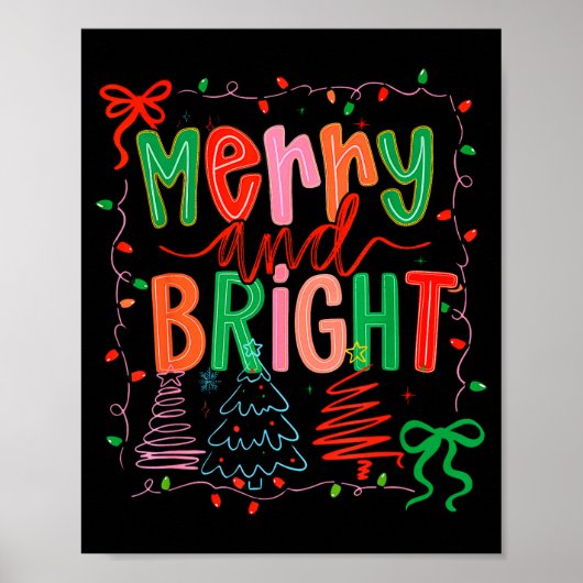 Merry And Bright Coquette Bow Christmas Tree Women Poster (Vorne)