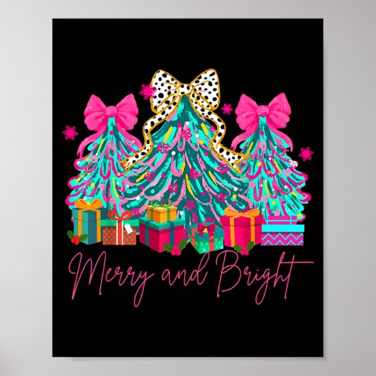 Merry And Bright Coquette Bow Christmas Tree Women Poster (Vorne)