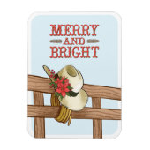 Merry And Bright Cowboy Hat with Flowers Christmas Magnet (Vertikal)