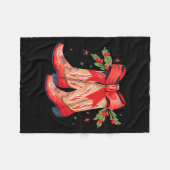 Merry And Bright Cowgirl Boot Christmas Western Co Fleecedecke (Vorderseite (Horizontal))
