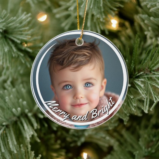Merry and Bright Custom Baby Foto Keramik Ornament (Baum)