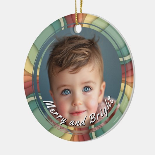 Merry and Bright Custom Child Foto Keramik Ornament (Links)