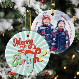 Merry and Bright Custom Foto Weihnachten Keramik Ornament