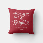 Merry and Bright Custom Red Christmas Kissen (Vorderseite)