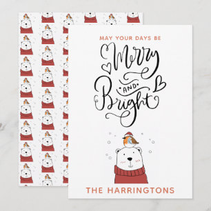 Merry And Bright Cute Polar Bear Christmas Holida Feiertagskarte