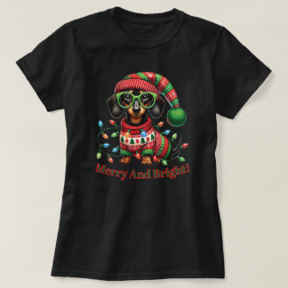 Merry and Bright Dackel T-Shirt
