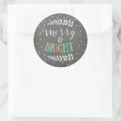 Merry and Bright Dots Weihnachtsaufkleber Runder Aufkleber (Tasche)