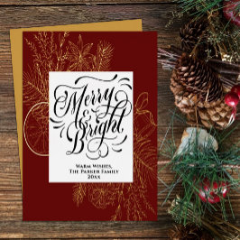 Merry and Bright Elegante Citrus Pine Bough Gold Folien Feiertagskarte