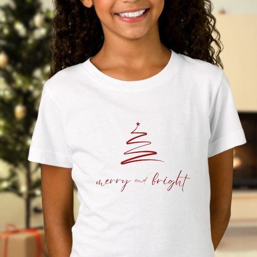 Merry and Bright - elegante rote Kinder T-Shirt