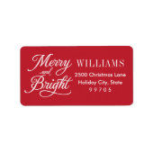 Merry and Bright Elegante Rote Rücksendeadresse Adressaufkleber (Vorne)