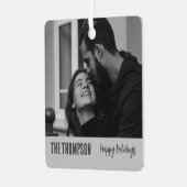 Merry and Bright elegantes Paar Foto Stiltext Ornament Aus Metall (Vorderseite links)