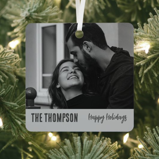 Merry and Bright elegantes Paar Foto Stiltext Ornament Aus Metall (InSitu)