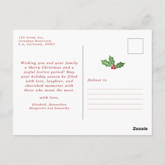 Merry and Bright Family Foto Collage Weihnachten Postkarte (Rückseite)