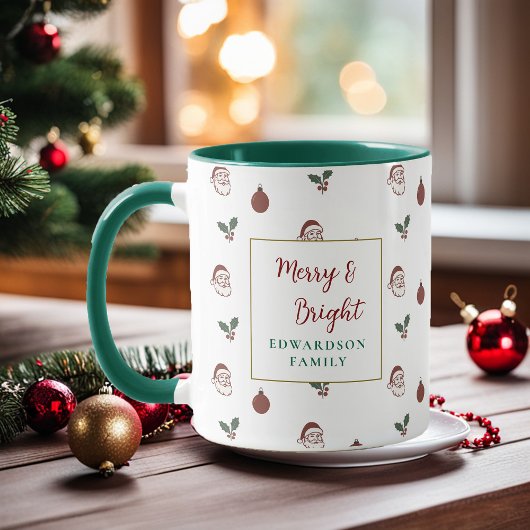 Merry and Bright family name Christmas Tasse