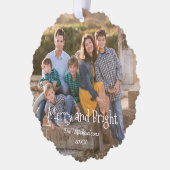 Merry and Bright Family Photo Ornament Karte (Links)