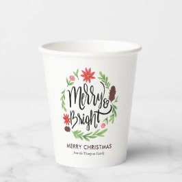 "Merry and Bright" festlicher, handgemalter Kraut Pappbecher