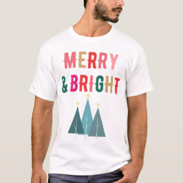 Merry and Bright Festliches Weihnachtsdesign T-Shirt