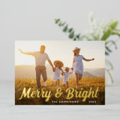 Merry and Bright Foto Folien Feiertagskarte (Stehend vorne)
