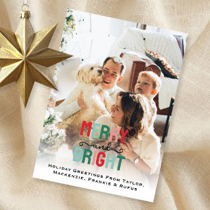 Merry and Bright Foto Personalisiert Feiertagskarte