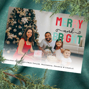 Merry and Bright Foto Personalisiert Feiertagskarte