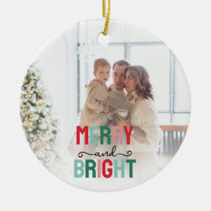 Merry and Bright Foto Personalisiert Keramik Ornament